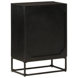 Buffet noir 55x30x76 cm bois massif de manguier et fer 