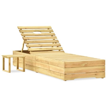 Chaise longue avec table Bois de pin imprégné de vert 