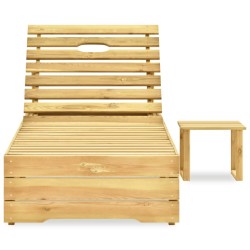 Chaise longue avec table Bois de pin imprégné de vert 