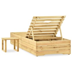 Chaise longue avec table Bois de pin imprégné de vert 