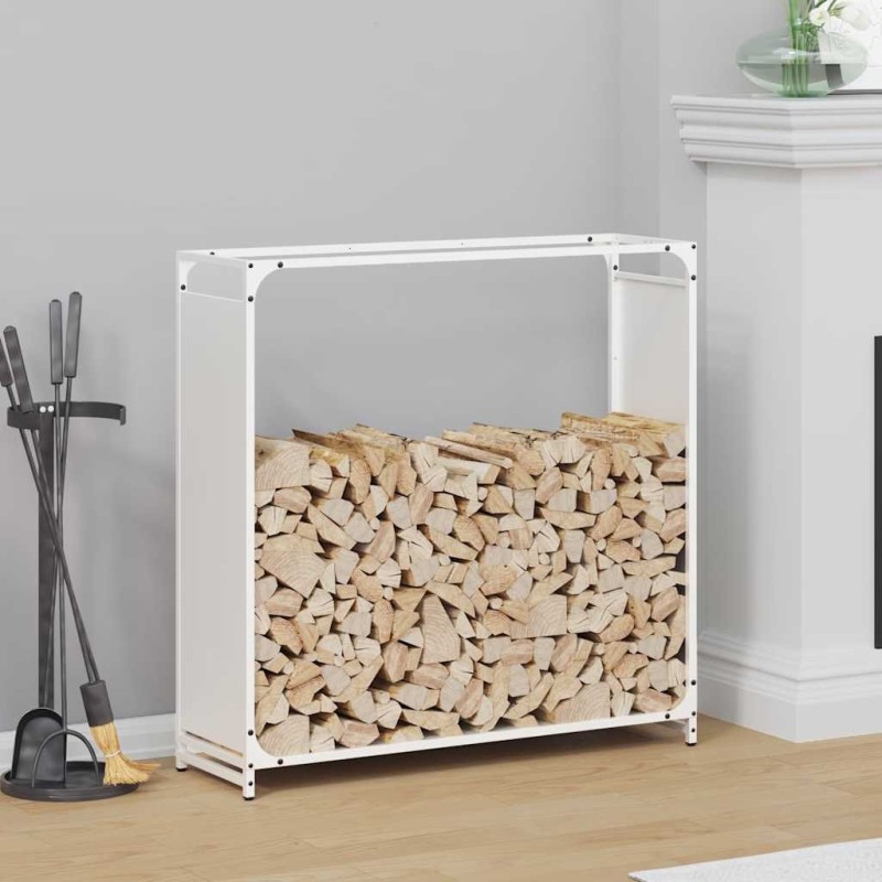 Portant de bois chauffage blanc 90x28x90 cm 