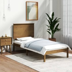 Cadre de lit sans matelas marron miel 100x200cm bois pin massif 