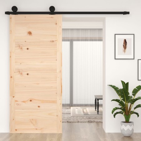 Porte de grange 90x1,8x204,5 cm Bois massif de pin 