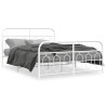 Cadre de lit métal sans matelas et pied de lit blanc 150x200 cm 