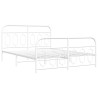 Cadre de lit métal sans matelas et pied de lit blanc 150x200 cm 