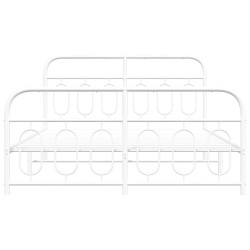 Cadre de lit métal sans matelas et pied de lit blanc 150x200 cm 