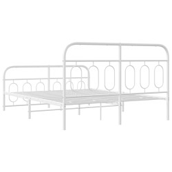 Cadre de lit métal sans matelas et pied de lit blanc 150x200 cm 