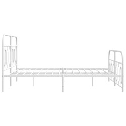 Cadre de lit métal sans matelas et pied de lit blanc 150x200 cm 