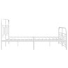 Cadre de lit métal sans matelas et pied de lit blanc 150x200 cm 