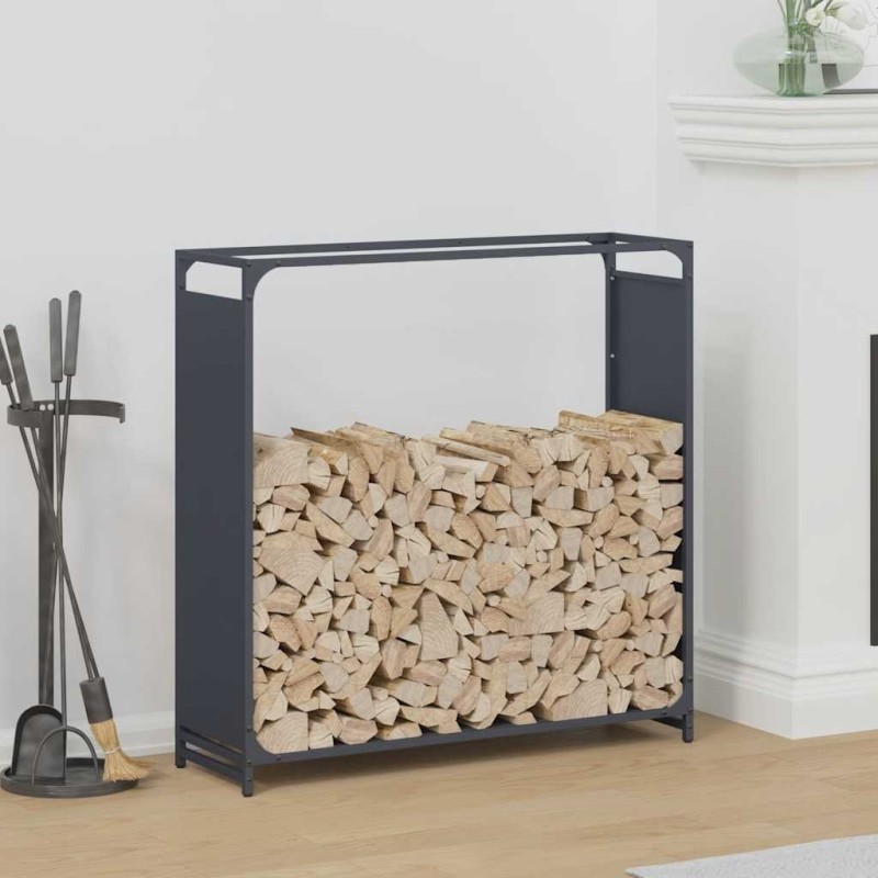 Portant de bois chauffage anthracite 90x28x90 cm 