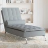 Chaise longue de massage avec traversin gris clair tissu 