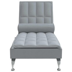 Chaise longue de massage avec traversin gris clair tissu 