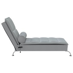 Chaise longue de massage avec traversin gris clair tissu 