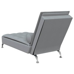 Chaise longue de massage avec traversin gris clair tissu 