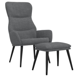 Chaise de relaxation avec tabouret Gris clair Tissu 