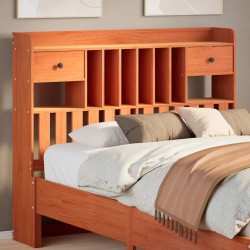 Tête de lit avec rangement cire marron 120cm bois massif de pin 