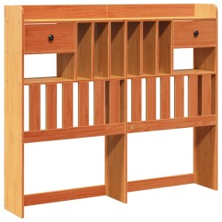 Tête de lit avec rangement cire marron 120cm bois massif de pin 