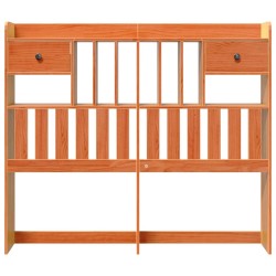 Tête de lit avec rangement cire marron 120cm bois massif de pin 