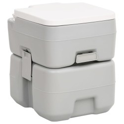 Toilette de camping portable gris et blanc 20+10 L PEHD 