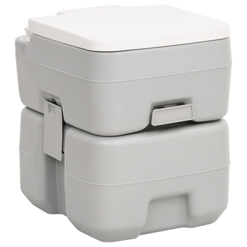 Toilette de camping portable gris et blanc 20+10 L PEHD Toilette de camping portable gris et blanc 20+10 L PEHD