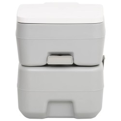 Toilette de camping portable gris et blanc 20+10 L PEHD 