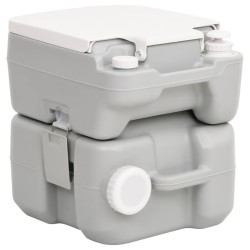 Toilette de camping portable gris et blanc 20+10 L PEHD 