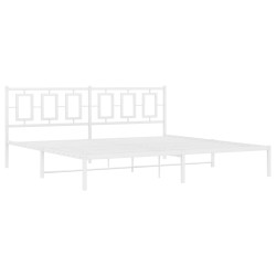 Cadre de lit métal sans matelas et tête de lit blanc 200x200 cm 
