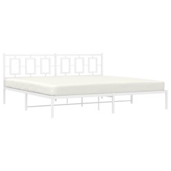 Cadre de lit métal sans matelas et tête de lit blanc 200x200 cm 