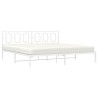 Cadre de lit métal sans matelas et tête de lit blanc 200x200 cm 
