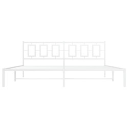 Cadre de lit métal sans matelas et tête de lit blanc 200x200 cm 