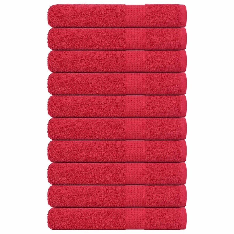 Serviettes 10 pcs rouge 100x200 cm 360 g/m² 100% coton 
