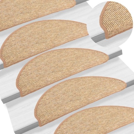 Tapis d'escalier auto-adhésifs 15 pcs Marron clair 65x21x4 cm 