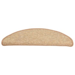 Tapis d'escalier auto-adhésifs 15 pcs Marron clair 65x21x4 cm 