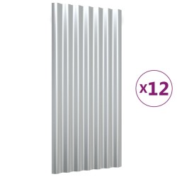 Panneaux de toit 12 pcs Acier enduit de poudre Argenté 80x36 cm 