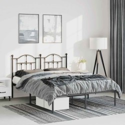 Cadre de lit métal sans matelas avec tête de lit noir 150x200cm 