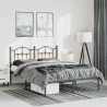 Cadre de lit métal sans matelas avec tête de lit noir 150x200cm 
