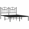 Cadre de lit métal sans matelas avec tête de lit noir 150x200cm 