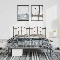 Cadre de lit métal sans matelas avec tête de lit noir 150x200cm 