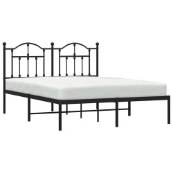 Cadre de lit métal sans matelas avec tête de lit noir 150x200cm 