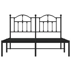 Cadre de lit métal sans matelas avec tête de lit noir 150x200cm 