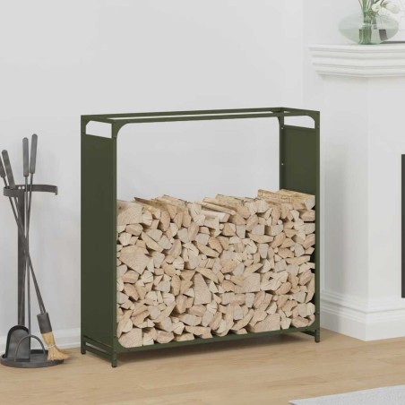 Portant de bois chauffage vert olive 90x28x90 cm 