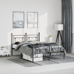 Cadre de lit métal sans matelas avec pied de lit noir 150x200cm 