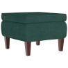 Tabouret avec pieds en bois Vert foncé Velours 