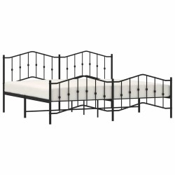 Cadre de lit métal sans matelas avec pied de lit noir 193x203cm 