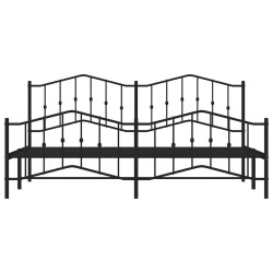 Cadre de lit métal sans matelas avec pied de lit noir 193x203cm 