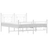 Cadre de lit métal sans matelas et pied de lit blanc 150x200 cm 