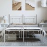 Cadre de lit métal sans matelas et pied de lit blanc 150x200 cm 