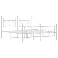 Cadre de lit métal sans matelas et pied de lit blanc 150x200 cm 