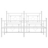 Cadre de lit métal sans matelas et pied de lit blanc 150x200 cm 