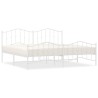 Cadre de lit métal sans matelas et pied de lit blanc 193x203 cm 
